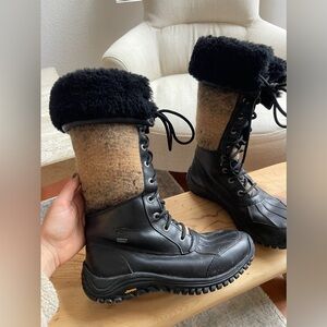 UGG Australia Adirondack Tall Snow Boot Black Wool 1013508 Waterproof Size 8